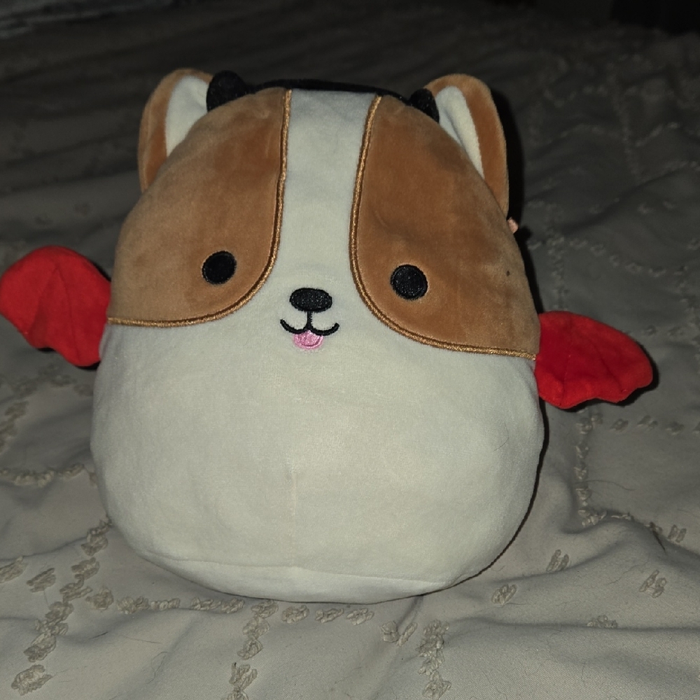 Squishmallow 12 Corgi Devil and Vampire Bat Cream and Brown And Red Plush